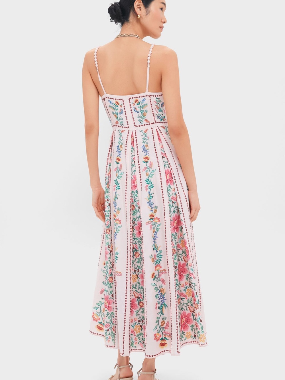 Small Farm Rio Pink Delicate Forest Floral Tropical Maxi Dress - Picture 6 of 16